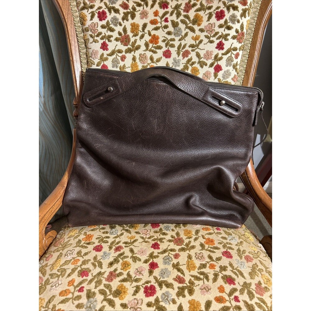 Banana Republic Pebbled Leather Brown Computer Satchel with Fold Away Handles